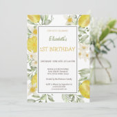 Invitation Aquarelle Citrons Fleurs Anniversaire (Debout devant)