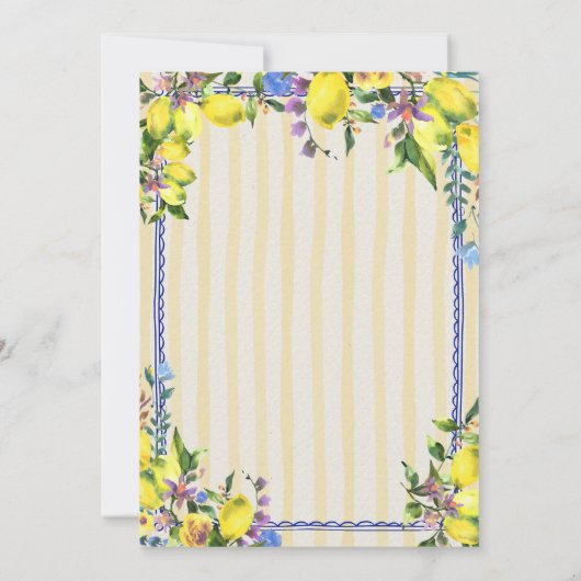 Invitation Aquarelle Citrons Jaune Mariage (Dos)