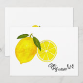 Invitation Aquarelle Citrons jaunes (Devant / Derrière)