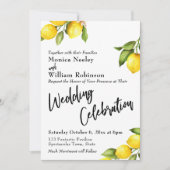 Invitation Aquarelle Citrons Mariage Célébration Typographie (Devant)