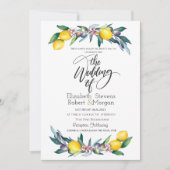 Invitation Aquarelle Citrons Olives Mariage (Devant)