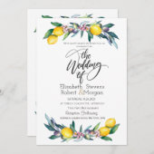 Invitation Aquarelle Citrons Olives Mariage (Devant / Derrière)