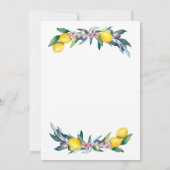 Invitation Aquarelle Citrons Olives Verre Bachelorette (Dos)