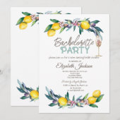 Invitation Aquarelle Citrons Olives Verre Bachelorette (Devant / Derrière)