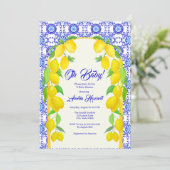 Invitation Aquarelle Citrons Positano Amalfi Carrelage Baby s (Debout devant)