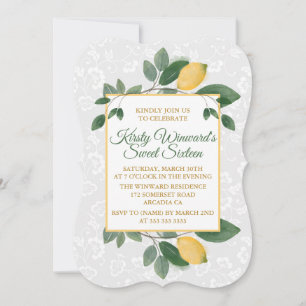 Invitation Aquarelle Citrons Siciliens Sweet Sixteen
