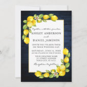 Invitation Aquarelle Citrons Vert Bois Bleu Mariage photo (Devant)