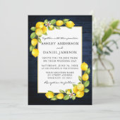 Invitation Aquarelle Citrons Vert Bois Bleu Mariage photo (Debout devant)