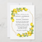 Invitation Aquarelle Citrons vert Geo Frame Vert Mariage (Devant)