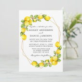 Invitation Aquarelle Citrons vert Geo Frame Vert Mariage (Debout devant)