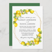Invitation Aquarelle Citrons vert Geo Frame Vert Mariage (Devant / Derrière)