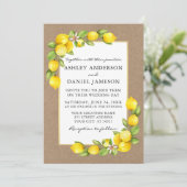 Invitation Aquarelle Citrons Vert Kraft Mariage (Debout devant)