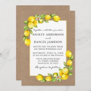 Invitation Aquarelle Citrons Vert Kraft Mariage