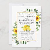 Invitation Aquarelle Citrons Vert Mariage de tournesols (Devant)