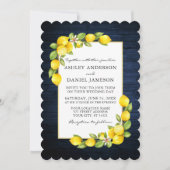 Invitation Aquarelle Citrons Vert Mariage en bois bleu (Devant)