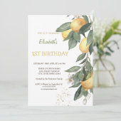 Invitation Aquarelle Citrons Vert Plaid Anniversaire (Debout devant)
