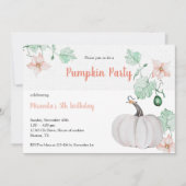 Invitation Aquarelle Citrouille blanc mignon (Devant)