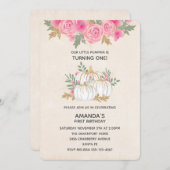 Invitation Aquarelle Citrouille blanche et or Anniversaire (Devant / Derrière)