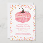 Invitation Aquarelle Citrouille Confetti Fille premier annive (Devant)