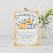 Invitation Aquarelle citrouille de l'amitié orange et bleu (Debout devant)