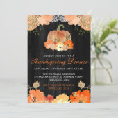 Invitation Aquarelle Citrouille Dîner d'action de grâces en b (Debout devant)