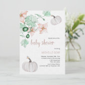 Invitation Aquarelle citrouille Et Fleurs Peinte À La Main (Debout devant)