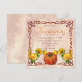 Invitation Aquarelle Citrouille et maman jaune Thanksgiving (Devant / Derrière)