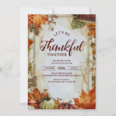 Invitation Aquarelle Citrouille Feuilles Thanksgiving Dîner (Devant)