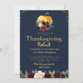 Invitation Aquarelle citrouille fleurie remerciement potluck (Devant)