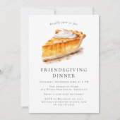 Invitation Aquarelle Citrouille gâteau Friendsgiving Dîner (Devant)