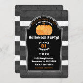 Invitation Aquarelle citrouille Halloween en pierre Éffrayant (Devant / Derrière)