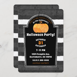 Invitation Aquarelle citrouille Halloween en pierre Éffrayant