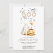 Invitation Aquarelle Citrouille mignonne Ghost Boo Halloween (Devant)