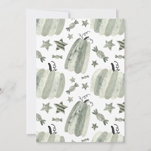 Invitation Aquarelle Citrouille mignonne Halloween Bash (Dos)