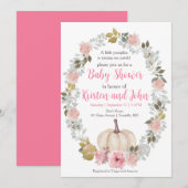 Invitation Aquarelle Citrouille rose mignonne 2e anniversaire (Devant / Derrière)