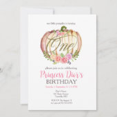 Invitation Aquarelle Citrouille rose mignonne Premier anniver (Devant)