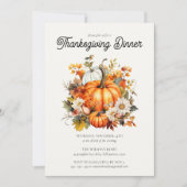 Invitation Aquarelle Citrouille Russe Thanksgiving Dîner (Devant)