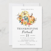 Invitation aquarelle citrouille thansgiving potluck (Devant)