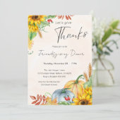 Invitation Aquarelle Citrouille tournesol Friendsgiving Dîner (Debout devant)
