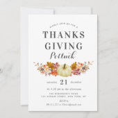 Invitation aquarelle citrouilles feuilles remerciement potluc (Devant)
