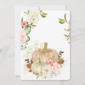Invitation Aquarelle Citrouilles Fleurs Feuilles Baby shower  (Dos)