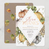 Invitation Aquarelle Citrouilles Rhombus Thanksgiving (Devant / Derrière)