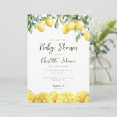 Invitation Aquarelle Citrus Baby shower photo (Debout devant)