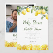 Invitation Aquarelle Citrus Baby shower photo (Devant / Derrière)