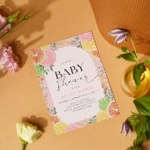 Invitation Aquarelle Citrus Baby shower rose