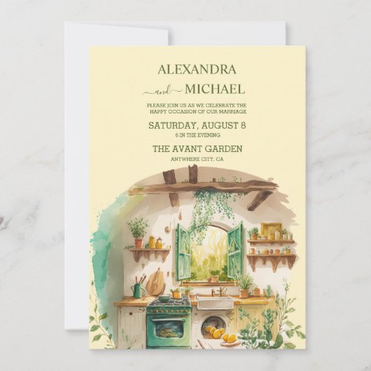 Invitation Aquarelle Citrus Citron Destination Mariage (Devant)