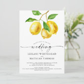 Invitation Aquarelle Citrus citron QR Code Mariage (Debout devant)