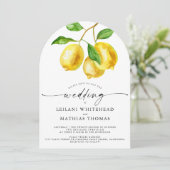 Invitation Aquarelle Citrus citron QR Code Mariage (Debout devant)
