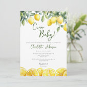 Invitation Aquarelle Citrus Citron Tout En Un Baby shower (Debout devant)