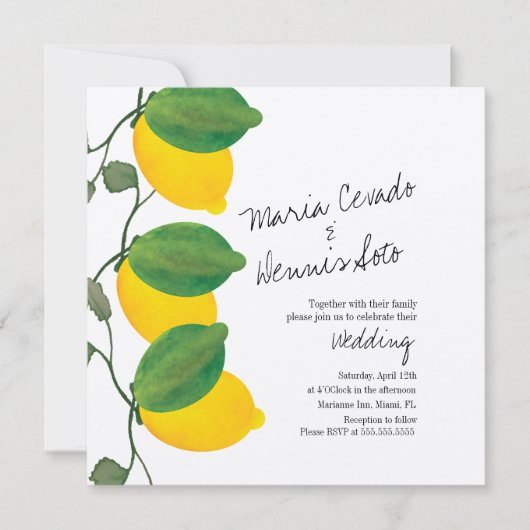 Invitation Aquarelle Citrus Citrus Citrus Script Mariage Kraf (Devant)